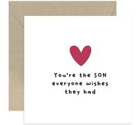 Old English Co. Funny Birthday Card for Son - Heartfelt Sentimental Thank You Card for Son - Birthday Card for Him - Special Cards for Son - Well Done Proud Card for Son | Blank Inside