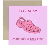 Old English Co. Funny Birthday Card for Stepmum - 'Croc Star' Birthday Card for Her - Hilarious Croc Female Birthday Card for Step-mum - 40th, 50th, 60th, 70th | Blank Inside Envelope