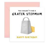 Old English Co. Funny Birthday Card for Stepmum from Stepchildren - 'Grater Stepmum' Cheese Pun - Cute Birthday Greeting Card For Her - Humorous Birthday Card for Family | Blank Inside