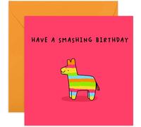 Old English Co. Funny Birthday Card for Women - Illustrated Pinata Smashing Birthday Card for Men - Adult or Child Birthday Card - Birthday Gift - Birthday Card for Sister, Daughter | Blank Inside