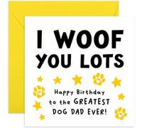 Old English Co. Funny Birthday Card from Dog for Dog Dad - Birthday Gift for Husband from Dog Pet Puppy - 'Woof You Lots' Furbaby Birthday Card for Him | Blank Inside