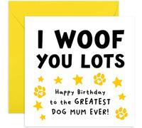 Old English Co. Funny Birthday Card from Dog for Dog Mum - Birthday Gift for Wife Girlfriend from Dog Pet Puppy - 'Woof You Lots' Furbaby Birthday Card for Her | Blank Inside