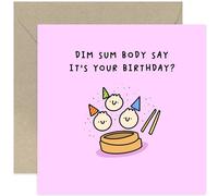 Old English Co. Funny Birthday Cards for Friends and Family - 'Dim Sum Body Say' Food Pun Joke Cheeky Birthday Card for Men and Women - Funny Card for Dad Mum Brother Sister | Blank Inside