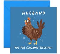 Old English Co. Funny Birthday Cards for Husband - 'Clucking Brilliant' Hen Birthday Card for Him - Well Done Thank You Card for Men - Anniversary Card for Him | Blank Inside Envelope