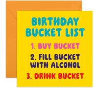 Old English Co. Funny Birthday Cards for Mum - Bucket List - Silly Birthday Card for Dad, Uncle, Auntie - Hilarious Birthday Card for Female Friend - Drunk Alcohol Booze Birthday Card | Blank Inside