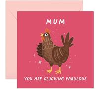 Old English Co. Funny Birthday Cards for Mum - 'Clucking Fabulous' Hen Pun Birthday Card for Her - Well Done Thank You Card for Women - Fun Mother's Day Card | Blank Inside Envelope