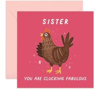 Old English Co. Funny Birthday Cards for Sister - 'Clucking Fabulous' Hen Pun Birthday Card for Her - Well Done Thank You Card for Women - Female Birthday Card | Blank Inside Envelope