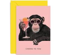 Old English Co. Funny Chimp Birthday Card for Him or Her - 'Cheers to You' Well Done Card - Monkey Graduation Card - Birthday Gift for Men and Women - Sister, Brother, Friend, Son, Daughter