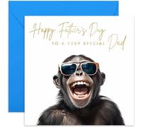 Old English Co. Funny Father's Day Card for Dad - Hilarious Father's Day Card for Him - Monkey Chimp Sunglasses Card for Dad from Son or Daughter - Father's Day Joke Card | Blank Inside Envelope