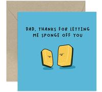 Old English Co. Funny Father's Day Card for Dad - 'Sponging Off You' Birthday Card for Dad - Hilarious Joke Father's Day Card for Dad from Son or Daughter - Humour Card | Blank Inside