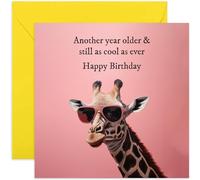 Old English Co. Funny Giraffe Birthday Card for Women - 'Another Year Older And Still Cool' For Fabulous Friend Birthday - Cute Birthday Card for Her - Sister, Daughter, Niece | Blank Inside Envelope