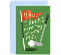 Old English Co. Funny Golf Father's Day Card for Dad - 'Putting Up With Me' Hilarious Father's Day Card from Son or Daughter - Thank You Dad Golfer Greeting Card | Blank Inside with Envelope