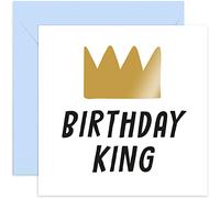 Old English Co. Funny Happy Birthday Card for Him - Birthday King Gold Crown for Dad, Brother, Grandad, Uncle, Son | Blank Inside with Envelope (King)