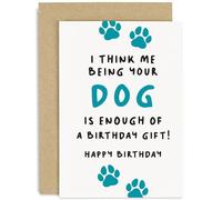 Old English Co. Funny Happy Birthday Card from Dog to Mum Dad - Birthday Card for Pet Owner - Birthday Card for Dog Mum and Dad - Husband, Wife, Boyfriend, Girlfriend | Blank Inside with Envelope