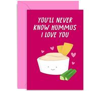 Old English Co. Funny Hummus Wedding Anniversary Card for Husband and Wife - Cute Romantic Valentine's Day Card for Boyfriend Girlfriend Partner - Hummus I Love You Pun | Blank Inside with Envelope