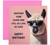 Old English Co. Funny Llama Birthday Card for Women - 'Another Year Older And Still Cool' For Fabulous Friend Birthday - Cute Birthday Card for Her - Sister, Daughter, Niece | Blank Inside Envelope