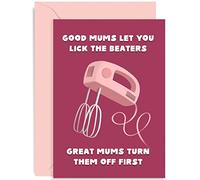 Old English Co. Funny Mother's Day Card for Mum - Good Mums Lick The Beater - Humorous Birthday Card for Mum from Son or Daughter - Funny Baking Kitchen Cake Card | Blank Inside with Envelope
