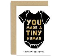 Old English Co. Funny New Baby Card - You Made a Tiny Person - Gold Foil Welcome Little One Card for New Parents - Baby Boy or Girl - Hilarious Maternity or Baby Shower Card | Blank Inside