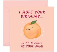 Old English Co. Funny Peach Birthday Card for Her Women - 'Hope Your Birthday is as Peachy as Your Bum' Cheeky Rude Birthday Card for Wife, Girlfriend, Husband, Boyfriend | Blank Inside Envelope