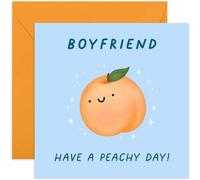Old English Co. Funny Peach Birthday Card for Him - Boyfriend Birthday Card - 'Have a Peachy Day' Congratulations Card for Men Women Him Her - Humorous Well Done Card | Blank Inside Envelope