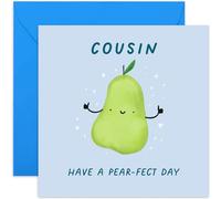 Old English Co. Funny Pear Birthday Card for Him Her - Cousin Birthday Card - 'Have a Pear-fect Day' Congratulations Card for Men Women - Humorous Well Done Card | Blank Inside Envelope
