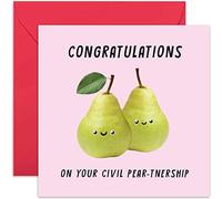 Old English Co. Funny Pear Civil Partnership Card for Couple - Witty Congratulations Card with Hilarious Pear Pun for Men Women - Funny Civil Partnership Card for Them | Blank Inside with Envelope