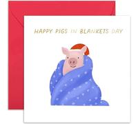 Old English Co. Funny Pigs in Blankets Day Christmas Card for Husband Wife - Hilarious Christmas Card Joke for Friends Family - For Bestie Boyfriend Girlfriend Sister Brother - Male Female Xmas Card