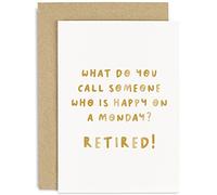 Old English Co. Funny Retirement Card for Him or Her - Happy on a Monday Retired Joke Card for Men and Women - Colleague, Boss, Mentor Farewell and Leaving Card | Blank Inside with Envelope