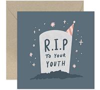 Old English Co. Funny RIP To Your Youth Birthday Card for Him Her - Rest In Peace Youth Age Humour Joke Birthday Card for Brother, Sister, Son, Daughter - Funny Joke Card | Blank Inside with Envelope