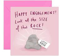 Old English Co. Funny Rock Engagement Card - Square Fun Pun Joke Card | Celebrate Engaged Couple Mr and Mrs To Be | Blank Inside & Envelope Included