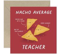 Old English Co. Funny Thank You Card for Teacher - 'Nacho Average' Teacher Greeting Card for Him or Her - Hilarious Well Done Card for Teacher from Pupils and Parents | Blank Inside Envelope