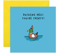 Old English Co. Funny Thirtieth Birthday Cards for Men and Women - 'Ducking Hell' Hilarious Rude Cheekly Duck Birthday Card - Age 30-30th Birthday Card for Him or Her - Birthday Gift