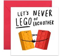 Old English Co. Funny Wedding Anniversary Card for Husband - 'Never Lego Of Eachother' Hilarious Valentine's Day Card for Girlfriend Boyfriend - Love Card for Wife | Blank Inside Envelope