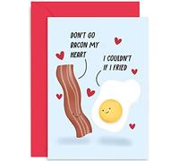Old English Co. Funny Wedding Anniversary Card for Husband or Wife - Don't Go Bacon My Heart Pun - Engagement Valentine's Card for Couple, Boyfriend, Girlfriend, Fiance | Blank Inside with Envelope