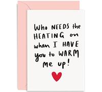Old English Co. Funny Wedding Anniversary Card for Husband Wife - 'Who Needs The Heating On' Fun Romantic Card for Boyfriend, Girlfriend, Partner, Other Half | Blank Inside with Envelope