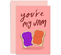 Old English Co. Funny Wedding Anniversary Card for Men Women - 'You're My Jam' Food Pun - Humorous Valentine's Day Card for Husband, Wife, Girlfriend, Boyfriend | Blank Inside with Envelope
