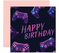 Old English Co. Gamer Birthday Card - Games Controller Birthday Card for Boy or Girl - Kids Card for Grandson, God Son, Brother, Nephew, Niece Happy Birthday - Fun Card Design | Blank Inside