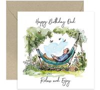 Old English Co. Gardening Happy Birthday Card for Dad - Quirky Illustrated Birthday Wishes Greeting Card for Dad from Son Daughter - Birthday Cards for Him | Blank Inside with Envelope