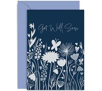 Old English Co. Get Well Soon Card For Her - Butterfly Hearts Flower Sympathy Card for Women - Cute Feel Better Card for Operation or Unwell from Friends or Family | Blank Inside with Envelope