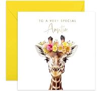 Old English Co. Giraffe Very Special Auntie Card - Giraffe Floral Cute Birthday Card for Her - Cute Well Done Congratulations Cards for Auntie from Niece or Nephew | Blank Inside with Envelope…