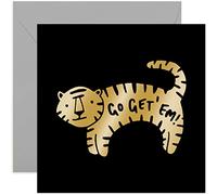 Old English Co. Go Get 'Em Tiger Card - Motivational Good Luck for Exam, A-Level, GCSE, Graduation, Results Day, University, New Job, Travelling Going to Uni Card for Men & Women | Blank with Envelope