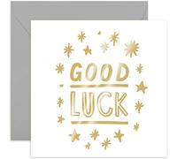 Old English Co. Gold Sparkles Good Luck Card | Motivation For Exam, A-Level, GCSE, Graduation, Results Day, University, New Job, Gap Year, Travelling Going to Uni For Men & Women | Blank with Envelope