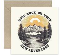Old English Co. Good Luck Card for Man - 'New Adventure' Adult Teenager Mountain Wilderness Greeting Card for Men and Women - Congratulations Good Luck Card for Son, Nephew, Grandson | Blank Inside
