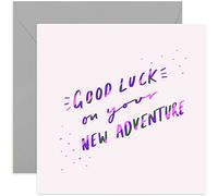 Old English Co. Good Luck New Adventure Card - Neon Purple New Job Card for Women | Cute Fun Design for Her, Sister, Niece, Daughter, Friend | Blank Inside & Envelope Included