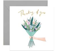 Old English Co. Green Flower Bunch For You Card - Gold Foil Thinking of You Greeting Card | Get Well, Sorry, Sympathy, Condolences | Blank Inside & Envelope Included
