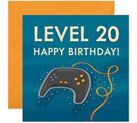 Old English Co. Happy 20th Birthday for Gamer - Gaming Greeting Card for Boy or Girl | Video Game Controller Design for Son or Daughter | Blank Inside with Envelope
