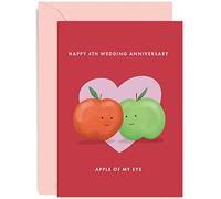 Old English Co. Happy 4th Anniversary Card - Fruit Anniversary Greeting Card - Funny 4th Anniversary Card for Husband or Wife - Fruit Wedding Anniversary Card for Couple | Blank Inside with Envelope