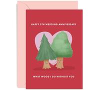 Old English Co. Happy 5th Anniversary Card - Wood Anniversary Greeting Card - Funny 5th Anniversary Card for Husband or Wife - Wood Wedding Anniversary Card for Couple | Blank Inside with Envelope