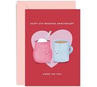 Old English Co. Happy 6th Anniversary Card - Sugar Anniversary Greeting Card - Funny 6th Anniversary Card Husband Wife - Sweet Sugar Wedding Anniversary Card for Couple | Blank Inside with Envelope