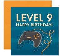 Old English Co. Happy 9th Birthday for Gamer - Gaming Nineth Birthday Greeting Card for Boy or Girl - Age 9 Years Old | Video Game Controller Design for Son or Daughter | Blank Inside